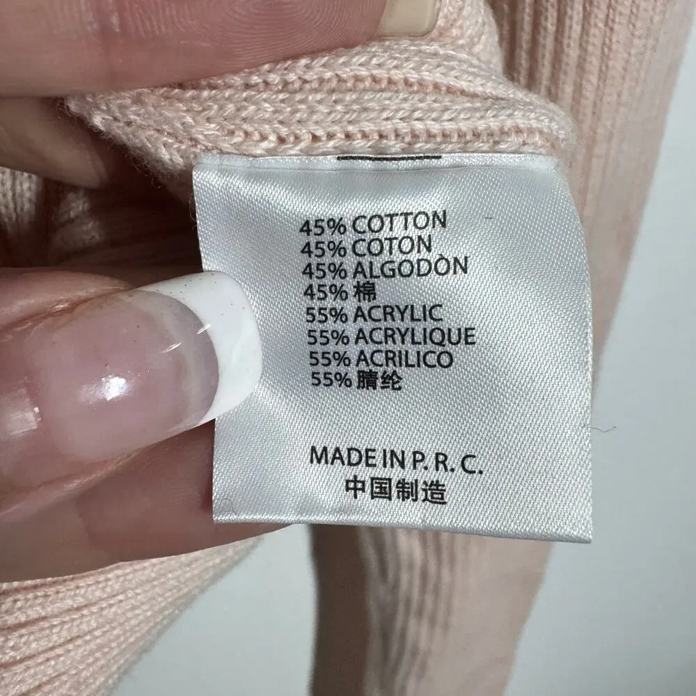 Brandy Melville John Galt Brett Sweater‎ Women S Light Pink Ribber Cotton Blend